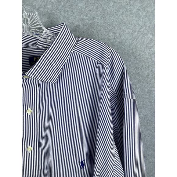 Polo Ralph Lauren Shirt Men's XXL White Striped Long Sleeve Button Up Workwear - Picture 4 of 11